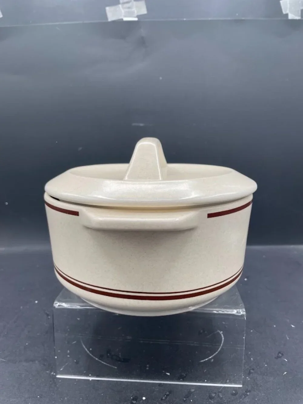 Temper-Ware by Lenox Stoneware Small Casserole w/Lid Cottonwood Mid Century
